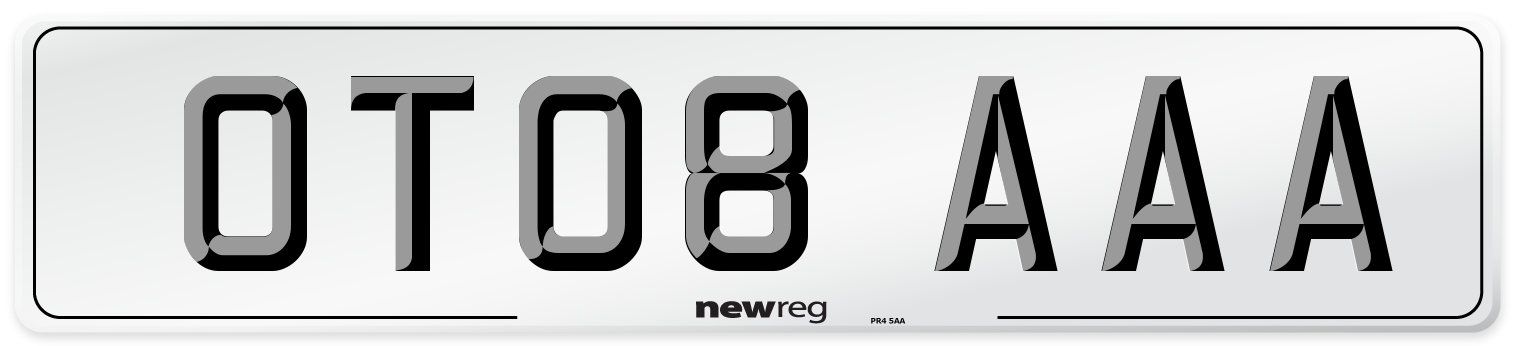 OT08 AAA Number Plate from New Reg